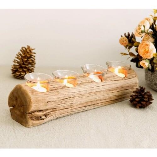 Nordic Creative Candle Holder Wood Large Votive Wooden Candlestick Zen Garden Wedding Flower Stands Candelabro Madera 50KO261