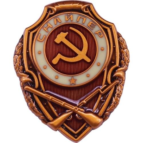 Soviet CCCP Distinguished SNIPER Soldier Badge rifles and wreath medal outstanding for a combat proficiency of WW2 period