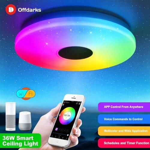 OFFDARKS Smart Modern Ceiling Light wifi Voice Control Suitable for living room bedroom kitchen, dimming color LED ceiling lamp
