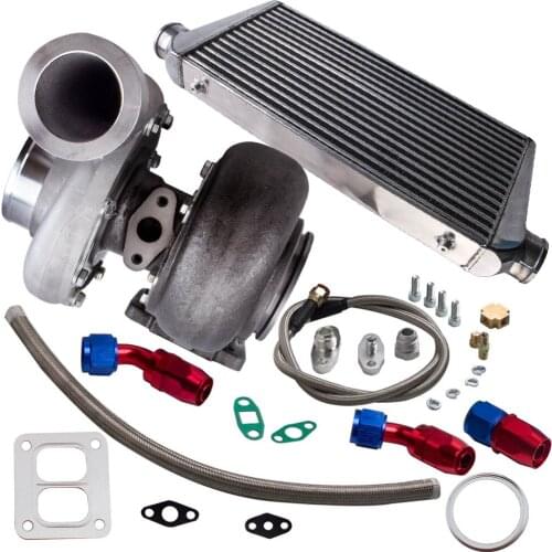GT45 1.05 A/R Turbocharger + 24"x12"x3" Intercooler + Oil Feed Return Line Kit