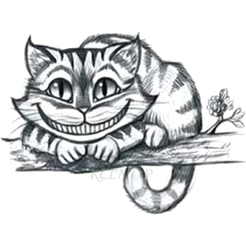 Waterproof Temporary Tattoo Sticker Alice In Wonderland Cheshire cat laughing cute fake tatto flash tatoo for girls women men