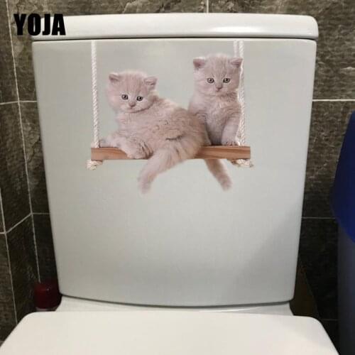 YOJA 21.8*19.8CM Lovely Cat Modern Art Kids Bedroom Decor Wall Toilet Stickers Decals T1-0175