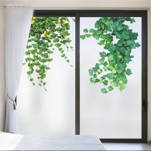 Green Plants Window Film Privacy Glass Sticker UV Blocking Heat Control Window Coverings Window Tint for Homedecor