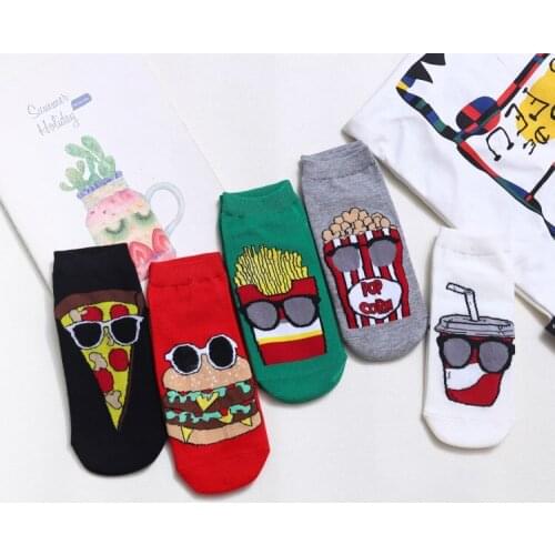 Women Socks Autumn Winter Happy Cute Socks Food Hamburgers French Fries Donut Coke Funny Sock Short Ankle Woman Harajuku Sox