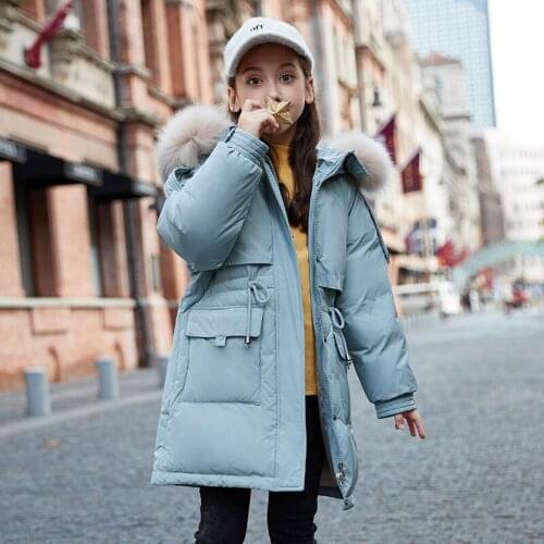 2021 Winter Childrens Clothing Jackets Coat Kids Girls Clothes Outerwear Coats White Duck Down Girls Warm Long Jacket