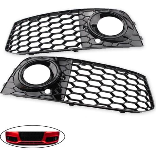 1 Pair Car Fog Light Open Vent Grille Intake Cover Honeycomb Mesh For Audi A4 B8 RS4 Style 2009 2010 2011 2012 Fog Lamp Frame