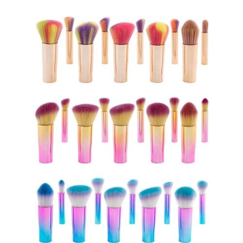 10pcs Professional Premium Makeup Brushes Set Portable Chubby Pier High Quality Foundation Blending Powder Cosmetic Tool Rainbow
