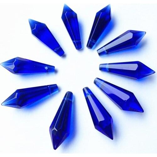 12pcs 36MM Blue Chandelier Glass Crystal Lamp Prisms Parts Hang Pendants For Candelabra,Ceiling Lights,Wedding Decor