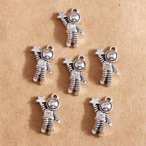 10pcs 12*20mm Alloy Cute Astronaut Star Charms for Pendants Necklaces Bracelets Earrings Handmade Crafts Jewelry Making