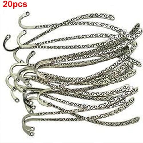 20pcs Paper Clips Stationery Label School Bookmark Gift Students DIY Hook Office Decorations Vintage Tibetan Silver Metal