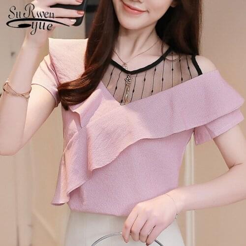 2021 Short Sleeve Summer Women Blouse Fashion Patchwork Womens Clothing Shirt Sexy Strapless Womens Tops Blusas D745 30