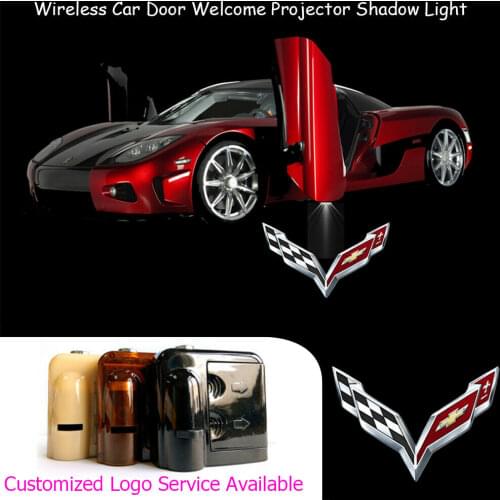 2x Corvette C7 Logo Car Door Laser Projector Ghost Shadow LED Lights Wireless