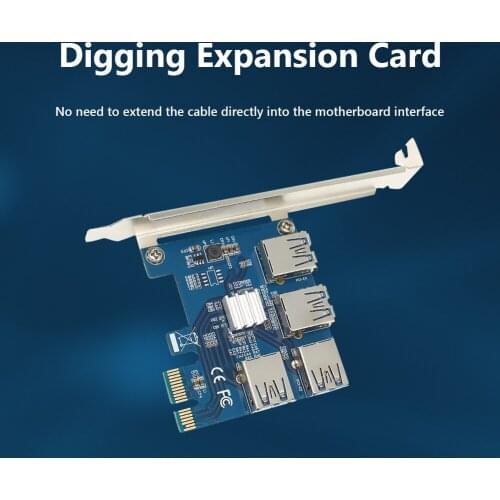 ALLOYSEED Riser PCI-E to PCIe Adapter PCI-Express 1x to 16x Mining Riser Card 1 to 4 USB 3.0 Multiplier for BTC LTC ETH Miner