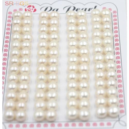 Free Shipping 52 Pairs 6-7mm 3A Grade Wholesale Half Hole Button Coin Natural Freshwater Pearl Beads