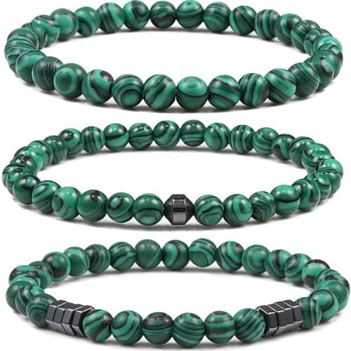 6mm Malachite Stone Bracelet Classic Natural Bead Men Bracelets&Bangles Healing Balance Elastic Handmade Charm Jewelry for Women