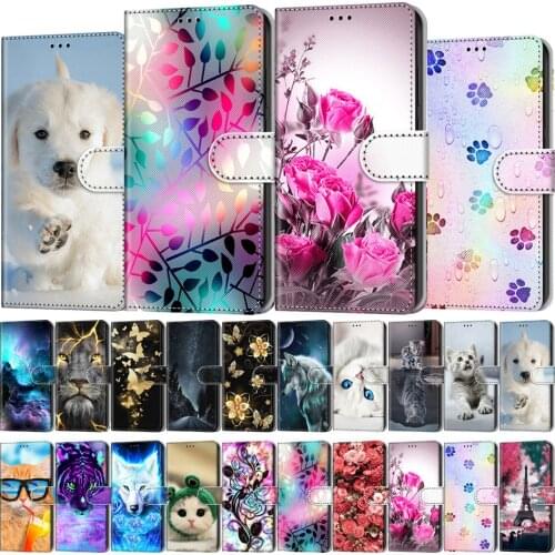 Colored Painted Card Slot Wallet Flip Case For Redmi Note 9 Pro 9S 8T Capa Fundas For Redmi 10X Pro 5G 4G 9 9A 9C Back Cover