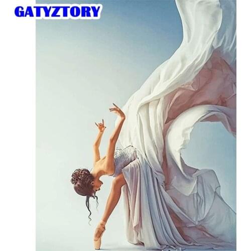 GATYZTORY Paints By Numbers Figure Ballet Beauty Woman DIY Pictures Oil Painting By Numbers Set Gift Coloring By Numbers Canvas