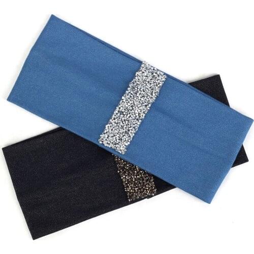 Geebro New Cotton Elastic Headband For Women Solid Color Fashion Rhinestones Hair Bands Female Head Wrap Turban Hair Accessories