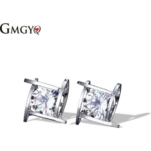 GMGYQ Nieuwe Geometrische Hol Stud Oorbellen CZ Zirkoon Vierkante Oorbellen Voor Vrouwen brincos Mode-sieraden Graduation Gift