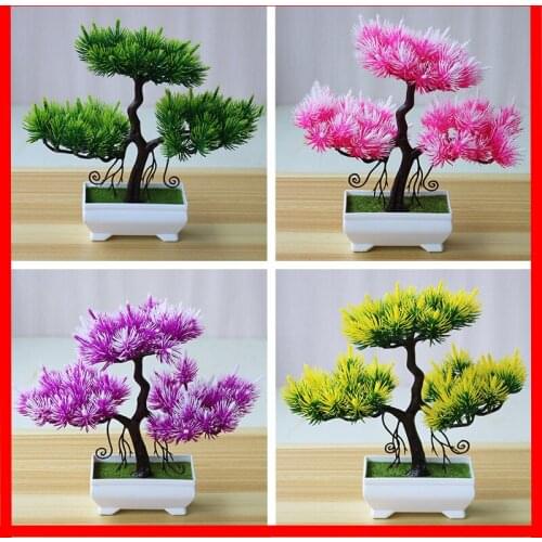 Artificial Green Plant Bonsai Simulation Plastic Small Tree Pot Ornaments Home Table Garden Decor DIY Lifelike Artificial Bonsai
