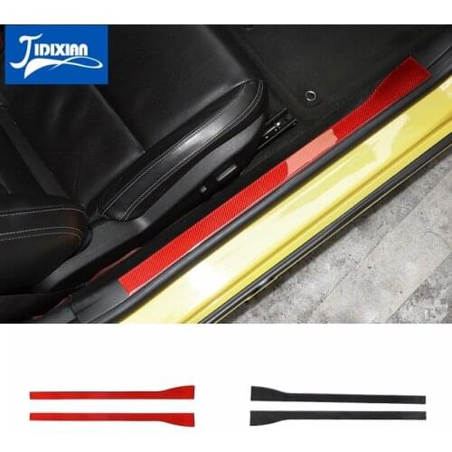 JIDIXIAN Soft Carbon Fiber Car Inner Door Sill Scuff Plate Entry Guard Sticker for Chevrolet Camaro 2012-2015 Accessories