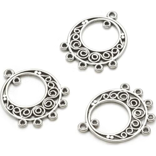 100pcs Tibetan Style Alloy Chandelier Components Links Connectors for Jewelry Making DIY Necklace Lead Free 24x20x1mm