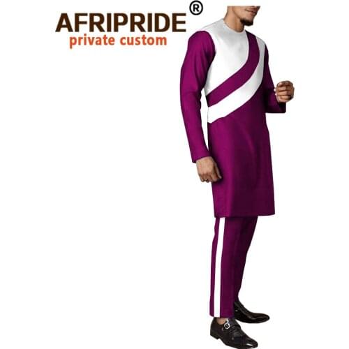 Tracksuit Men African Clothing Long Coats and Trousers 2 Piece Set Traditional Outfits Dashiki Outwear Wax Attire A2016036