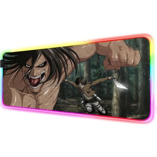 Anime Mouse Pad Attack Giant Ellen Titan RGB Large Gaming Accessories Laptop Mouse XXL Backlight LED Mouse Pad Keyboard Desk Mat