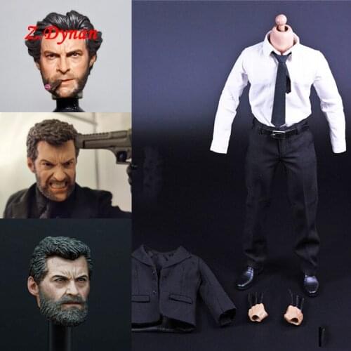 1/6 Scale Soldier Head Sculpt Wolverine Logan Male Head Carving model Claws man suit clothes for 12 Inches DIY Action Figure