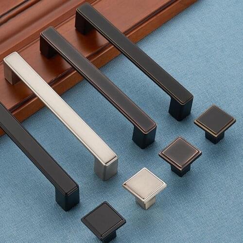 Metal Furniture Drawer Cabinet Handle Zinc Kitchen Cupboard Wardrobe Dresser Closet Door Pull Square Handle Knob Hardware Home