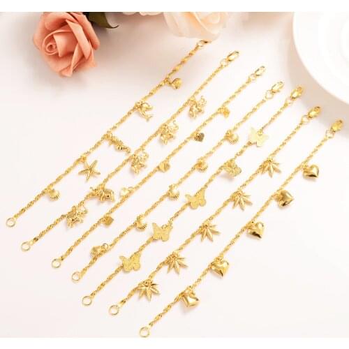 21cm cute girls Bangle Women Gold Round Beads Bracelets Ethiopian Jewelry African Hand Chain Arab Items kids jewelry best gift