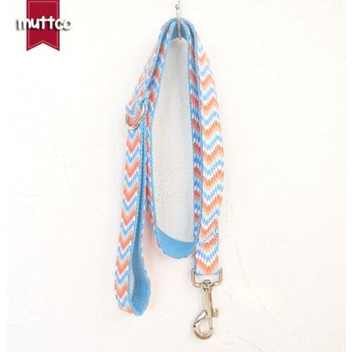 MUTTCO retailing self-design colorful unique England style leash THE WAVE handmade dog collars and leashes 5 sizes UDL064