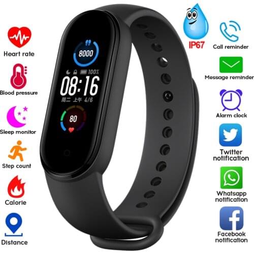 Mens Womens Smart Watch Fitness Tracker Heart Rate Blood Pressure Monitors Bluetooth Waterproof Smartwatch M5 For Xiaomi Watches