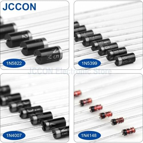 100Pcs DIP Diode Fast Switching Schottky Diode Kit Set 1N4007 FR107 FR207 1N5819 1N5399 1N5408 1N5822 8Values