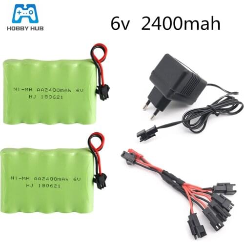 6v 2400mah Ni-MH battery with charger 5in1 cable for RC car guns tank trucks Rechargeable battery for electric toys group 6.0 v