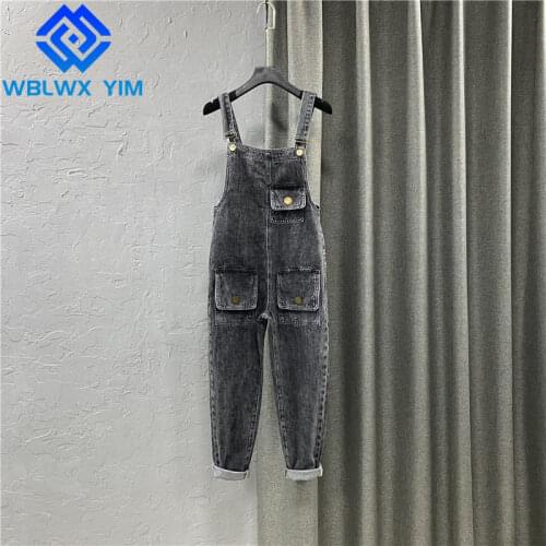 2021 New Denim Overalls Women Loose Sleeveless Jumpsuits High Waist Wide Leg Pants Female Spring Summer Fashion Denim Jumpsuit