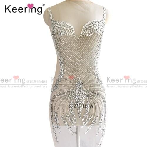 New Very Beautiful Bling Peacock-shape Big Shiny Glass Stone Rhinestone Wedding Dress Applique WDP-151