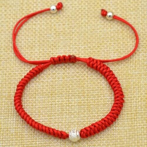 2019 New 925 Sterling Silver Lucky Bead Fashionable Bracelet and Bangle Adjustable Charm Bracelets Woman Red Rope Jewelry