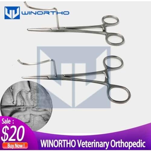Ovariohysterectomy Spay clamp Use to atraumatically lift uterine horns veterinary instruments forceps animal dog cat