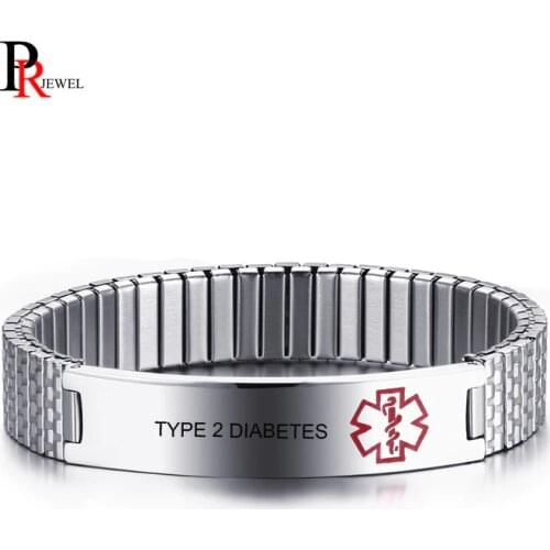 Customized TYPE 2 DIABETES Medical Alert Bracelet Free Engrave Personalized Medical Bracelet for Men