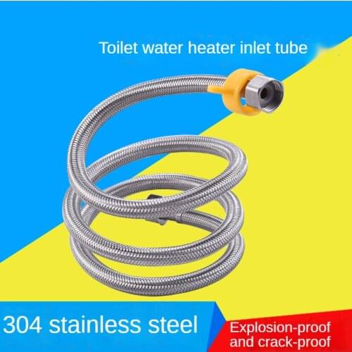 304 Stainless Steel Braided Hose Household Water Heater Toilet Faucet Hot and Cold Water Inlet Pipe Metal DN15 Water Pipe