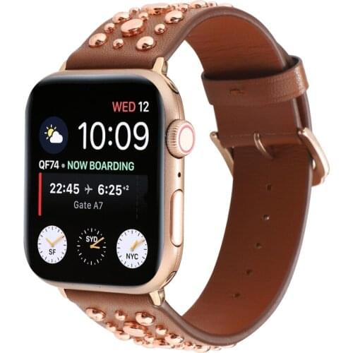 New Punk Band For Apple Watch Watchband 38mm 40mm 42mm 44mm Leather Decorative rivet Bracelet Apple iWatch Series 2 3 4 5 Strap