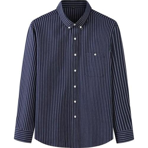Large size long-sleeved mens cotton comfortable striped shirt business formal wear casual loose business wear oversized 10XL
