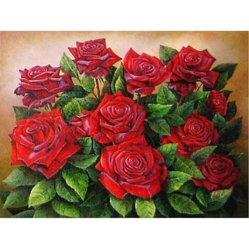 Needlework Diamond Embroidery Red Rose Flower 5D Rhinestones Diamond Painting Diamond Embroidery Mosaic Pictures