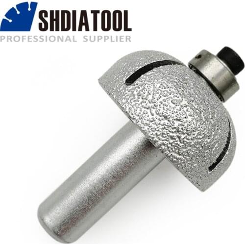 SHDIATOOL No.14 Radius 15mm Ball-end with bottom bear Vacuum brazed diamond router bits for stone 12.7mm shank for edge profile