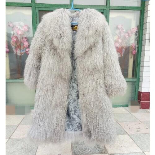 New real Mongolia Sheep Fur coat Women full pelt Sheep Fur Jacket winter fur coat customized plus Size Free Shipping F1902