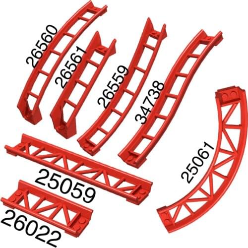 Compatible Track Roller Coaster Curve, Straight,Ramp, Ramp Steep, Lope With Shaft Edges Building Block For 26560 26561 34738