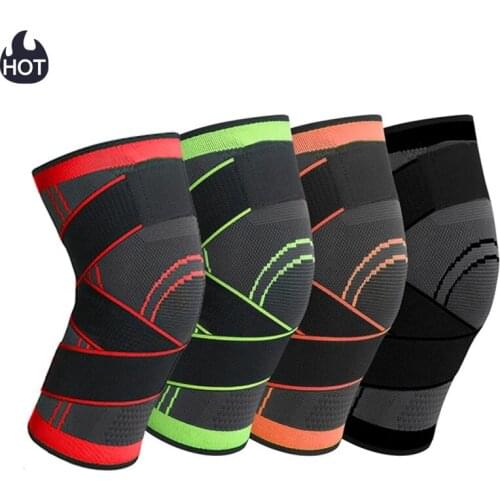 1PCS Sports Kneepad Men Women Pressurized Elastic Knee Pads Breathable Bandage Knee Brace Basketball Tennis Cycling Protector
