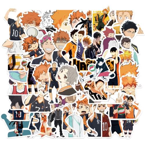 10/52pcs Haikyuu Graffiti Sticker Motorcycle Phone Case Skateboard Luggage Waterproof Sticker Children Toy