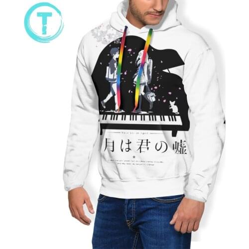 Shigatsu Wa Kimi No Uso Hoodie Shigatsu Wa Kimi No Uso Hoodies Polyester X Pullover Hoodie Black Mens Hoodies